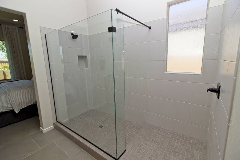 Walk-in Shower with Black Frame Accents